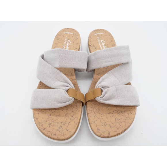 Clarks Sandals Womens 11 Gray Fabric Slides Open To Eliza Skip Platform Open Toe - Picture 7 of 12